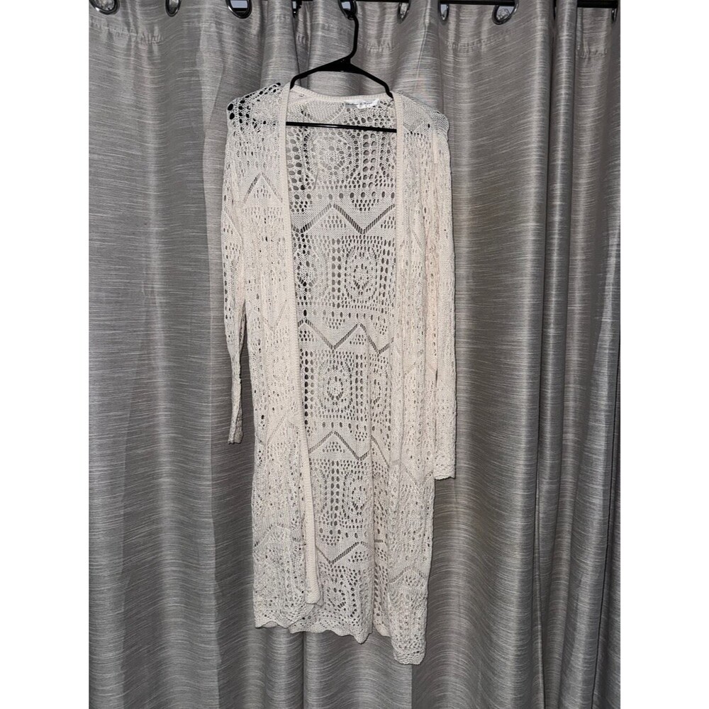 Chelsea + Theodore crochet knit boho cardigan size small